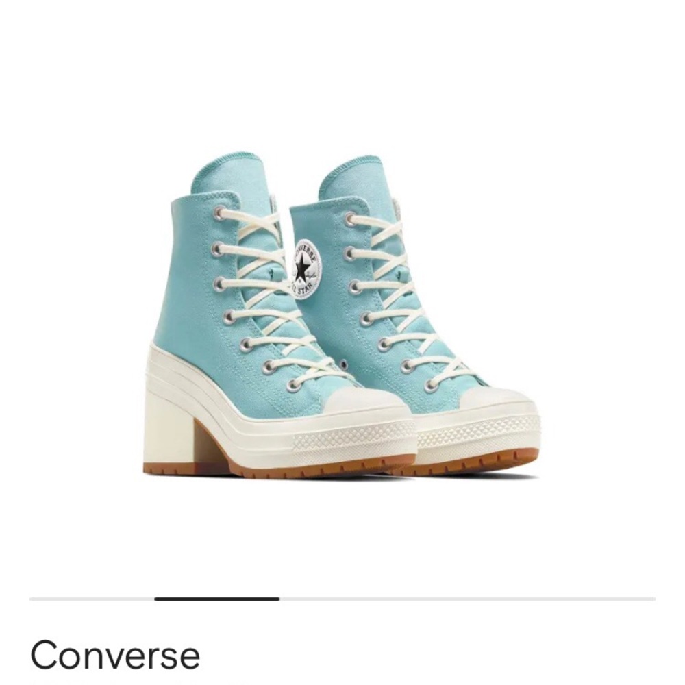 Converse Blue and White Heeled Boots with Platform Sole NWB